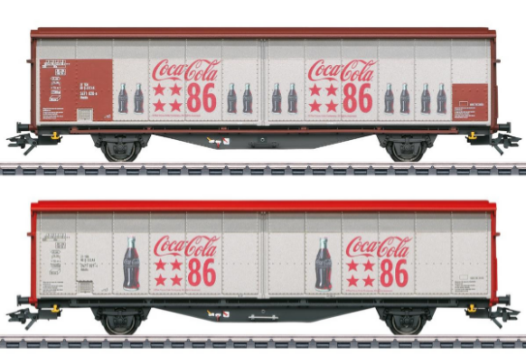 Marklin HO Gauge Coca-Cola Hbbills Sliding Wall Box Wagon Set (2) VI 48345