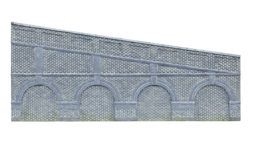 Hornby OO Gauge Mid Stepped Arched Retaining Walls x2 (Engineers Blue Brick) R7387