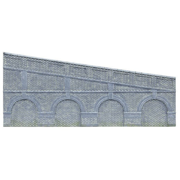 Hornby OO Gauge High Stepped Arched Retaining Walls x 2 (Engineers Blue Brick) Model BuildingR7375