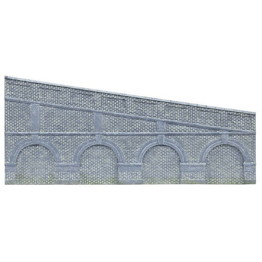 Hornby OO Gauge High Stepped Arched Retaining Walls x 2 (Engineers Blue Brick) Model BuildingR7375